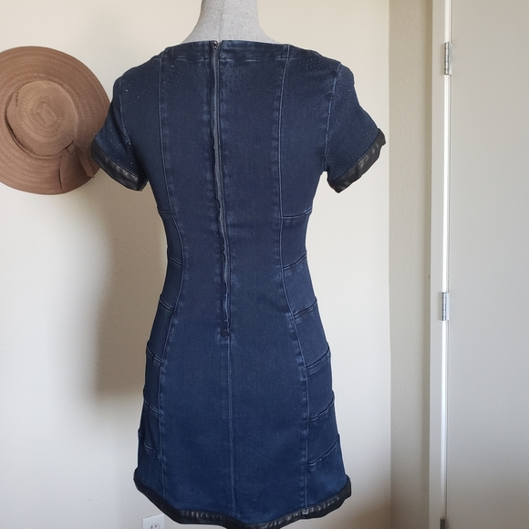 All Mankind Denim Dress with Leather Trim - Picture 4 of 8